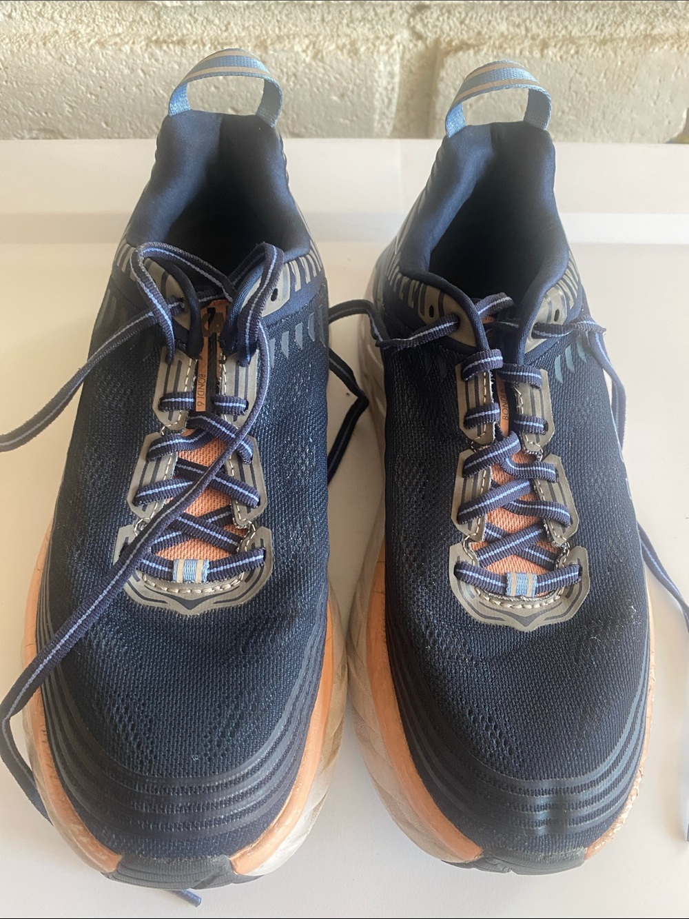 HOKS One One Navy and Peach Women's Running Shoes